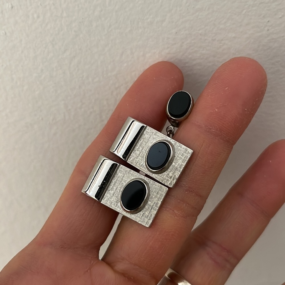 Sarah Coventry Inc Mens Onyx Cuff Link and Bar Set Lord Coventry
